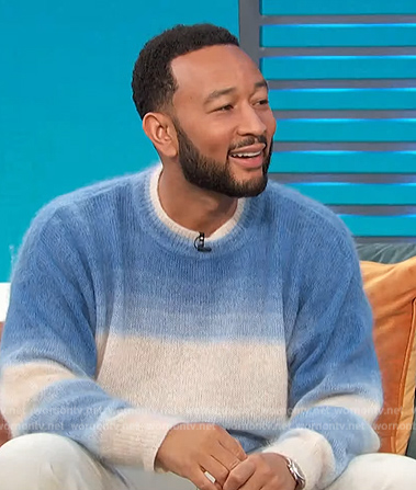 John Legends blue ombre stripe sweater on Access Hollywood