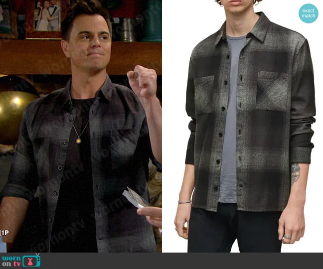 John Varvatos Cole Shirt in Black worn by Wyatt Spencer (Darin Brooks) on The Bold and the Beautiful