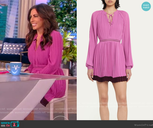 Jonathan Simkhai Calypso Pleated Georgette Tie-Front Mini Dress worn by Alyssa Farah Griffin on The View