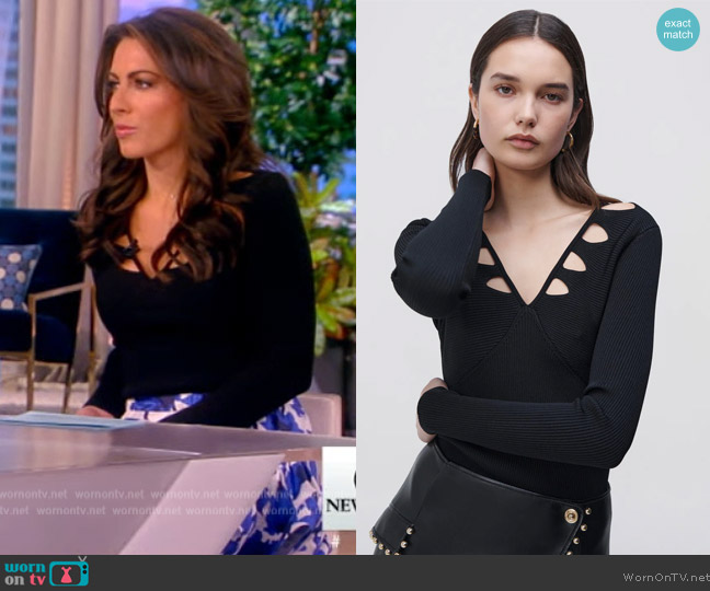 Simkhai Solene ribbed-knit sweater worn by Alyssa Farah Griffin on The View