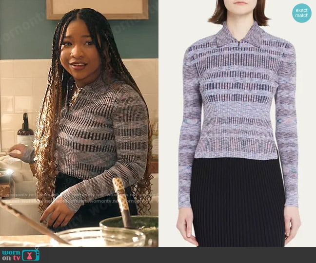 Jonathan Simkhai Lucky Cotton Compact Rib Space-Dye Polo Top worn by Delilah (Laya DeLeon Hayes) on The Equalizer