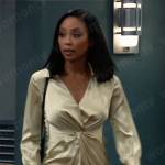 Jordan’s yellow satin twist dress in promo photos on General Hospital