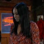 Jordan’s red printed dress on General Hospital