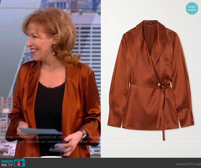 Joseph Jetta silk-satin wrap jacket worn by Joy Behar on The View