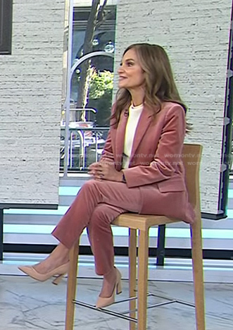 Joy Bauer's pink velvet blazer and pants on Today