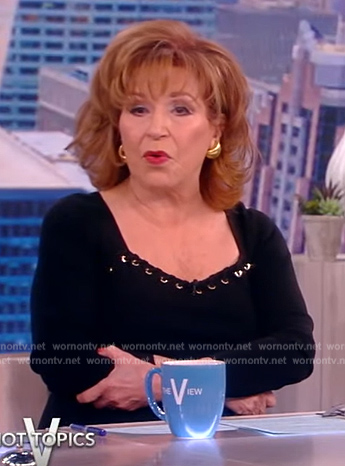 Joy’s black sweetheart embellished sweater on The View