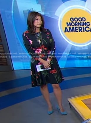 Juju Chang's black floral dress on Good Morning America