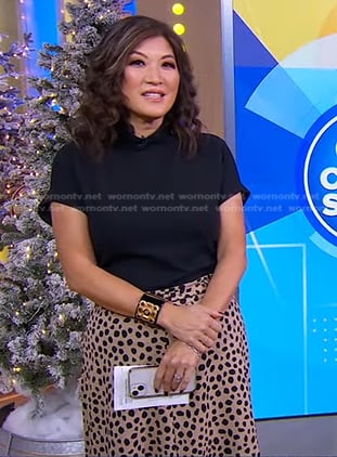 Juju's beige leopard skirt on Good Morning America