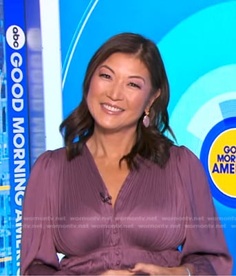 Juju's purple satin peplum top on Good Morning America