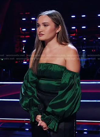 Kala Banham's green off-shoulder top on The Voice