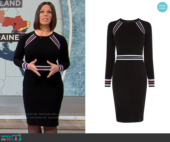 Karen Millen Sporty Striped Bodycon Dress worn by Dana Jacobson on CBS Mornings