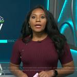 Kay Angrum’s burgundy ribbed dress on NBC News Daily