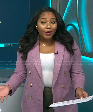 Kay Angrum’s pink double breasted blazer on NBC News Daily