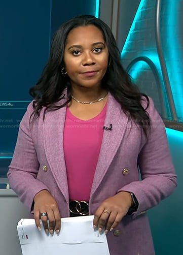 Kay Angrum’s pink double breasted blazer on NBC News Daily