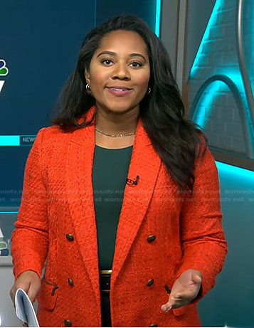 Kay Angrum’s red tweed blazer on NBC News Daily