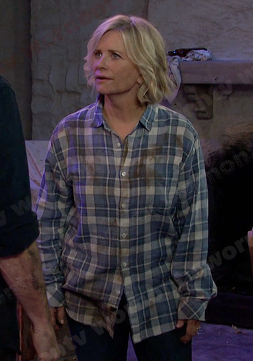 Kayla's blue plaid shirt on Days of our Lives
