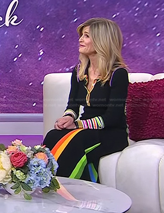 Kyra Sedgwick’s rainbow striped polo dress on Today