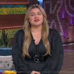 Kelly’s black ruffle mini dress on The Kelly Clarkson Show