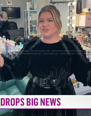 Kelly Clarkson’s black ruffle velvet dress on Today