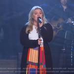 Kelly’s multicolored print skirt on The Kelly Clarkson Show