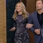 Kelly’s blue printed dress on Live with Kelly and Ryan