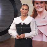 Keltie’s white peter pan collar blouse and black skirt on E! News