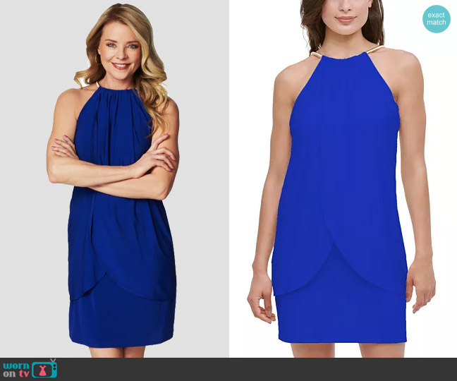 Kensie Draped Snake-Chain Halter Dress in Cobalt worn by Felicia Scorpio (Kristina Wagner) on General Hospital