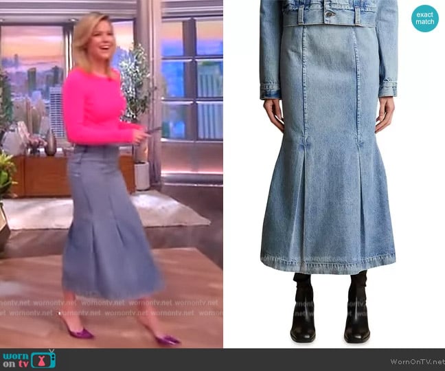 Khaite Levine Denim Skirt worn by Sara Haines on The View