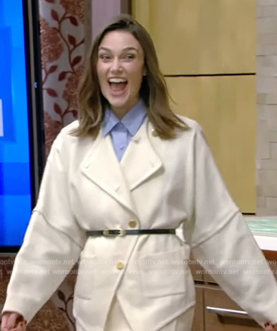 Keira Knightley’s white jacket on Live with Kelly and Ryan
