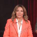 Kit’s coral orange double breasted blazer on Access Hollywood