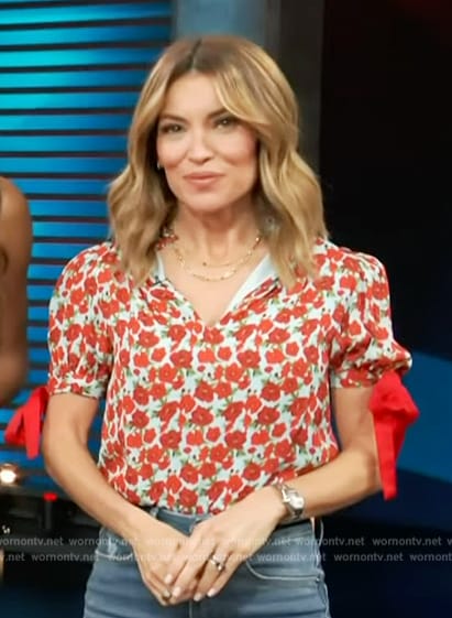 Kit’s red and blue floral top on Access Hollywood