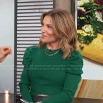 Kit’s green puff sleeve sweater on Access Hollywood