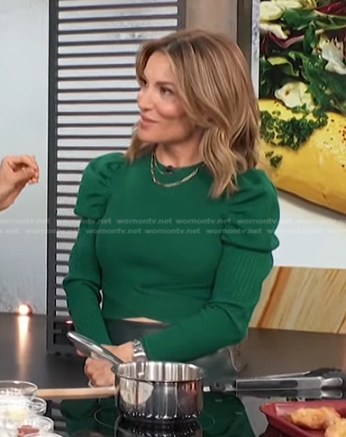 Kit’s green puff sleeve sweater on Access Hollywood