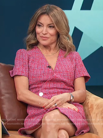 Kit’s pink tweed mini dress on Access Hollywood