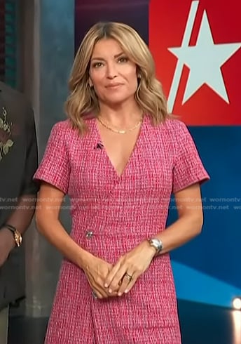 Kit's pink tweed mini dress on Access Hollywood