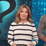 Kit’s white striped sweater and green flare pants on Access Hollywood