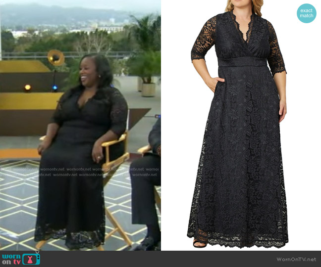 Kiyonna Maria Lace Evening Gown worn by Kelley L. Carter on Good Morning America