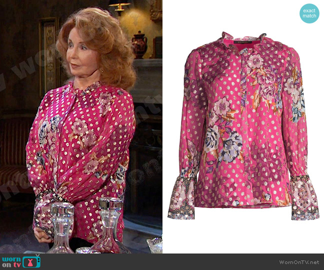 Kobi Halperin Ali Fil Coupe Floral Blouse worn by Maggie Horton (Suzanne Rogers) on Days of our Lives