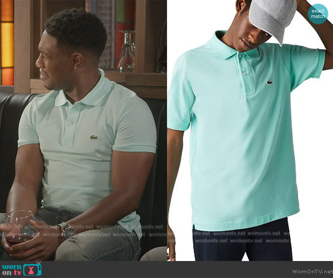 Lacoste Lacoste Classic Cotton Piqué Fashion Polo Shirt worn by Anthony Holmes (Aaron Jennings) on Grand Crew