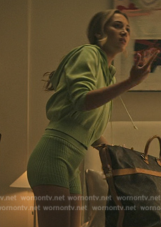 Lady Phoebe’s green ribbed shorts and hooodie on You