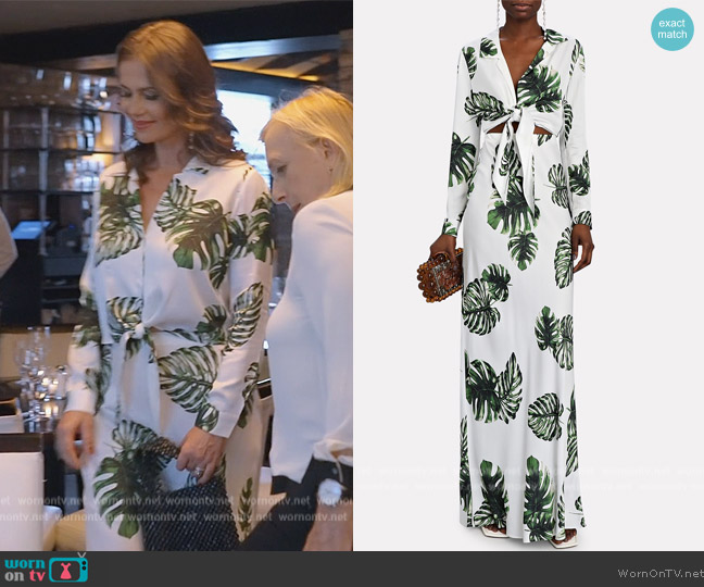 L'Agence Annie Tie Front Printed Blouse worn by Julia Lemigova (Julia Lemigova) on The Real Housewives of Miami
