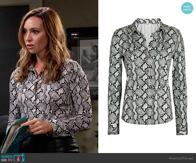 L'Agence Harmony Print Blouse worn by Gwen Rizczech (Emily O'Brien) on Days of our Lives