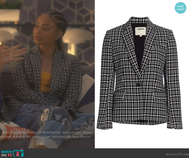 L'Agence Diana Skinny Lapel Blazer worn by Kiela (Daniella Perkins) on Grown-ish