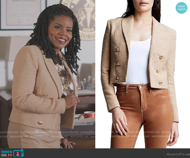 L'Agence Inez Cropped Blazer worn by Amara Patterson (Kelly Jenrette) on All American Homecoming