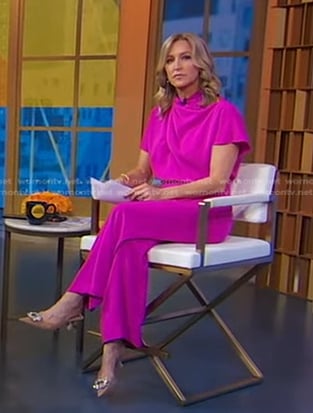 Lara’s pink short sleeve jumpsuit on Good Morning America