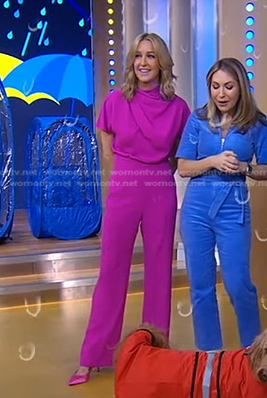 Lara’s pink short sleeve jumpsuit on Good Morning America