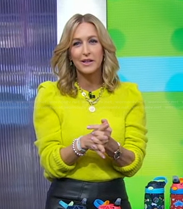 WornOnTV: Lara’s yellow puff sleeve sweater on Good Morning America ...