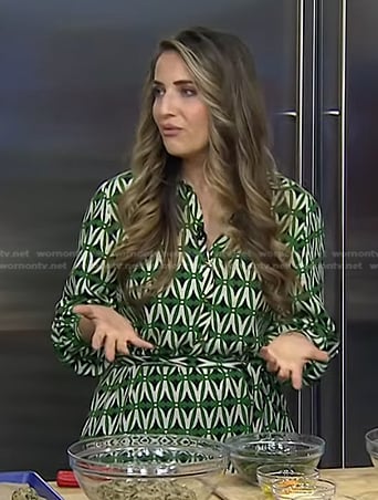 Laura Vitale’s green geometric print dress on Today