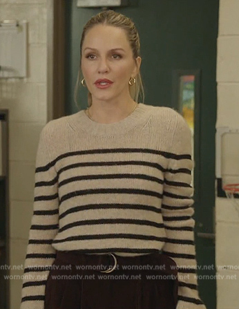 Laura’s striped beige sweater on All American