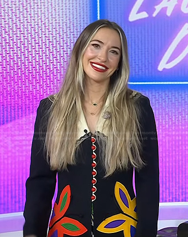 Lauren Daigle's black embroidered collared jacket on Today